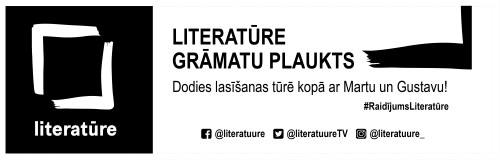 Melnbalts logotips "Literatūre" grāmatu plaukts