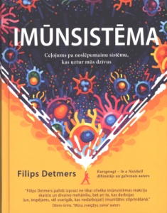 Grāmatas F.Detmers "Imūnsistēma" vāki. Krāsains zīmējums - līdzīgs molekulām